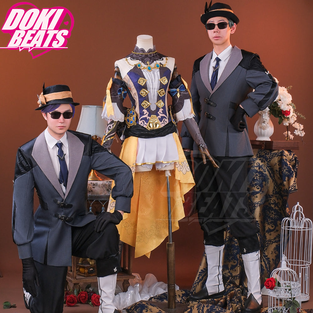 Game Genshin Impact Cosplay Spina di Rosula Butler Melus / Attendant Silver Costume Navia Fontaine