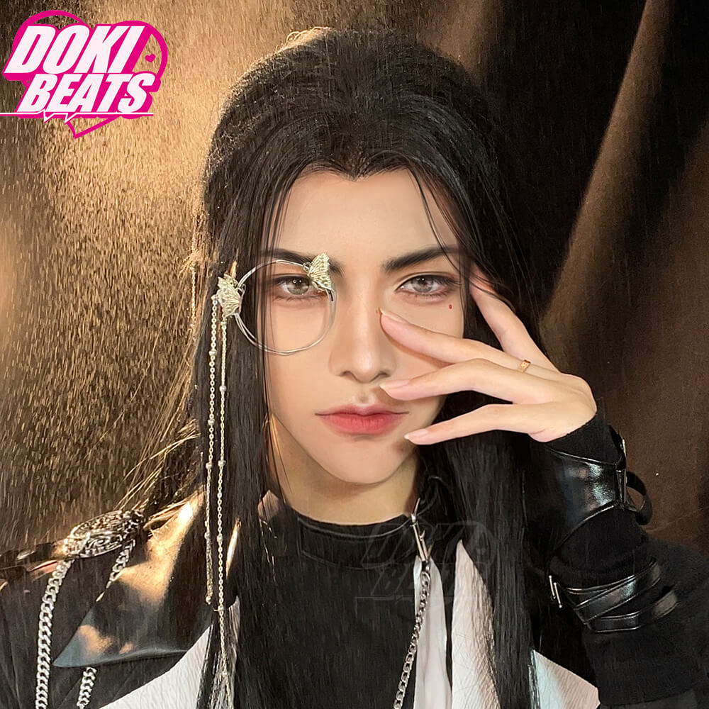 【Front Lace】Dokibeats Cosplay Universal Long Straight Black Hair
