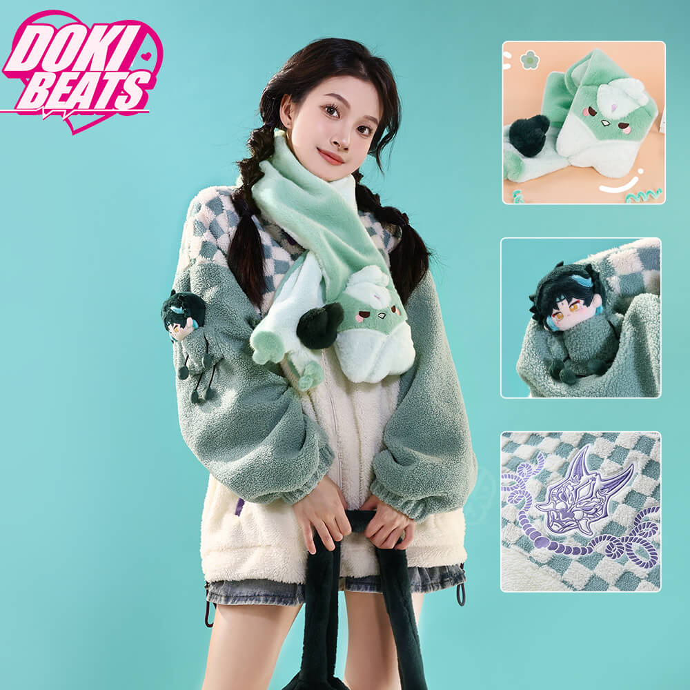 Dokibeats-SR Game Genshin Impact Cosplay Zhong Li Cosplay Casual Wear Doujin Winter Furry Coat Zhongli
