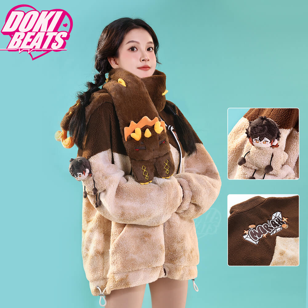 Dokibeats-SR Game Genshin Impact Cosplay Zhong Li Cosplay Casual Wear Doujin Winter Furry Coat Zhongli