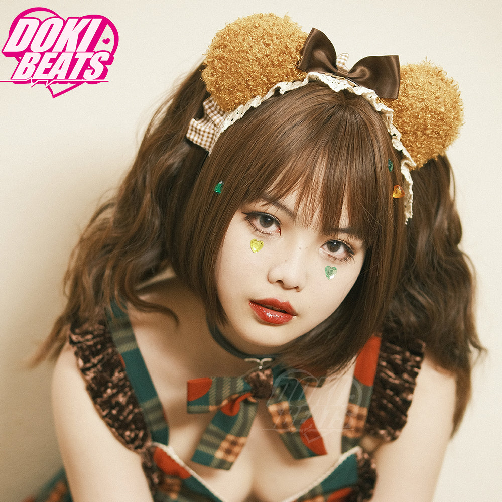 Dokibeats Short Wavy Brown Wig for Women