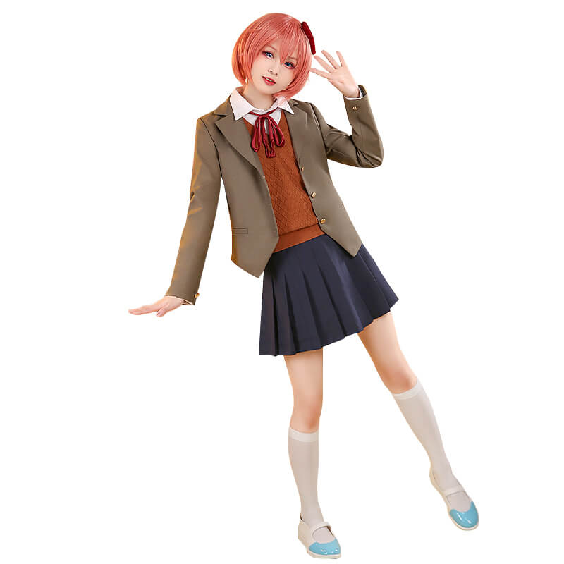 GAME Literature Club Cosplay Sayori/Natsuki/Yuri/Monika Costume School Uniform/ Shoes Halloween DDLC
