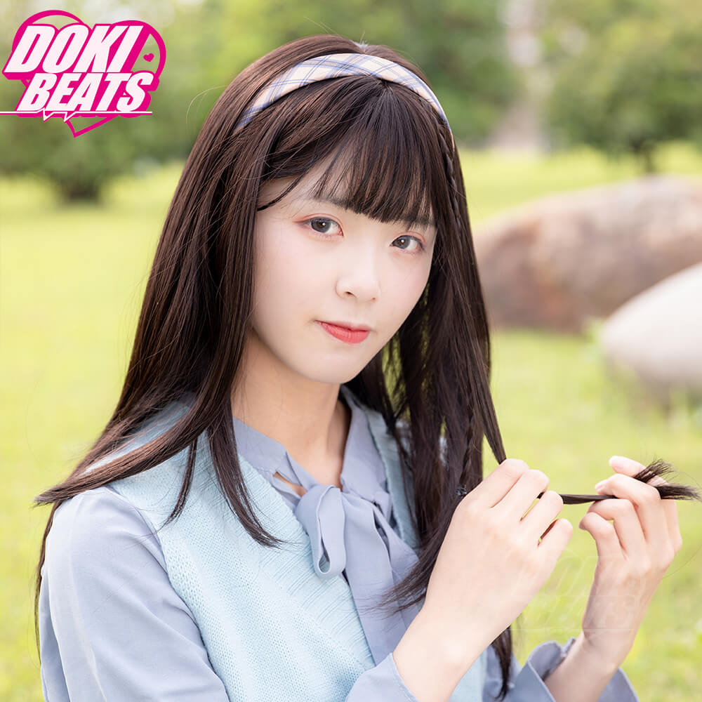 Dokibeats Long Straight Black Wig with Bangs