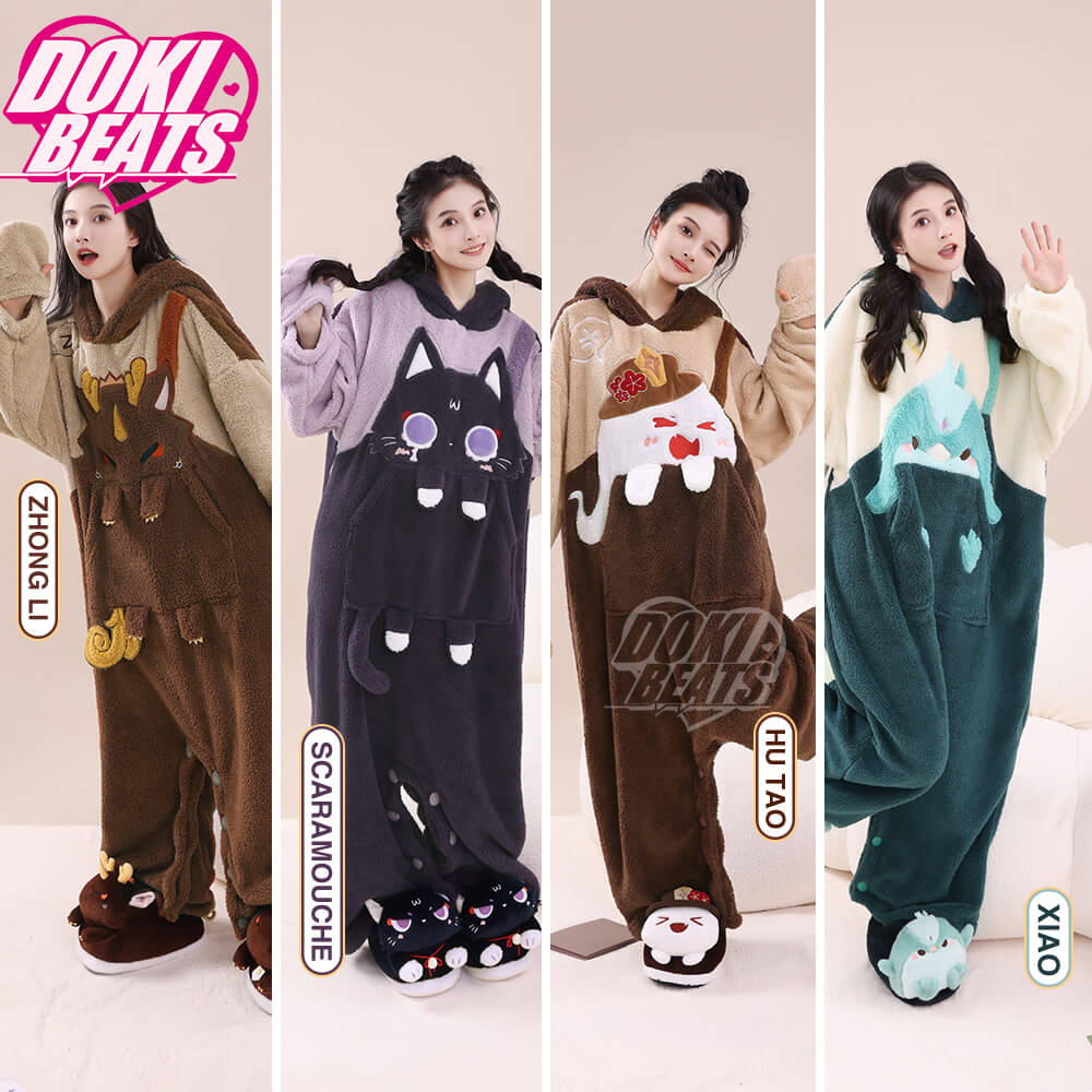 【In Stock】Dokibeats-SR Game Genshin Impact Cosplay Zhongli / Hutao / Xiao Costume Cutie Party Doujin Pajamas Zhong Li Hu Tao Wanderer