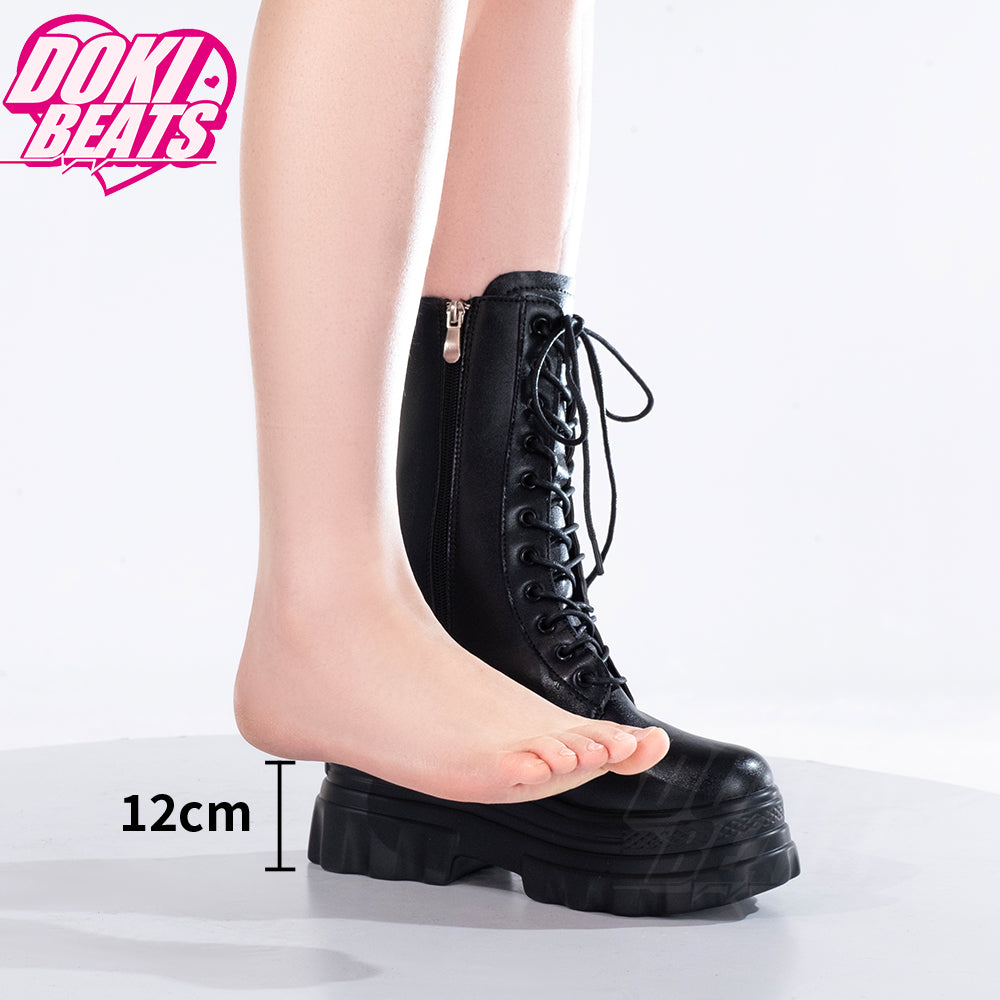 DokiBeats Shoes Black High Platform Leather